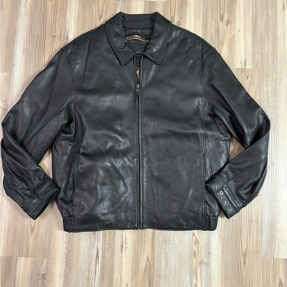 Vintage Marc New York Men's Black Leather Jacket